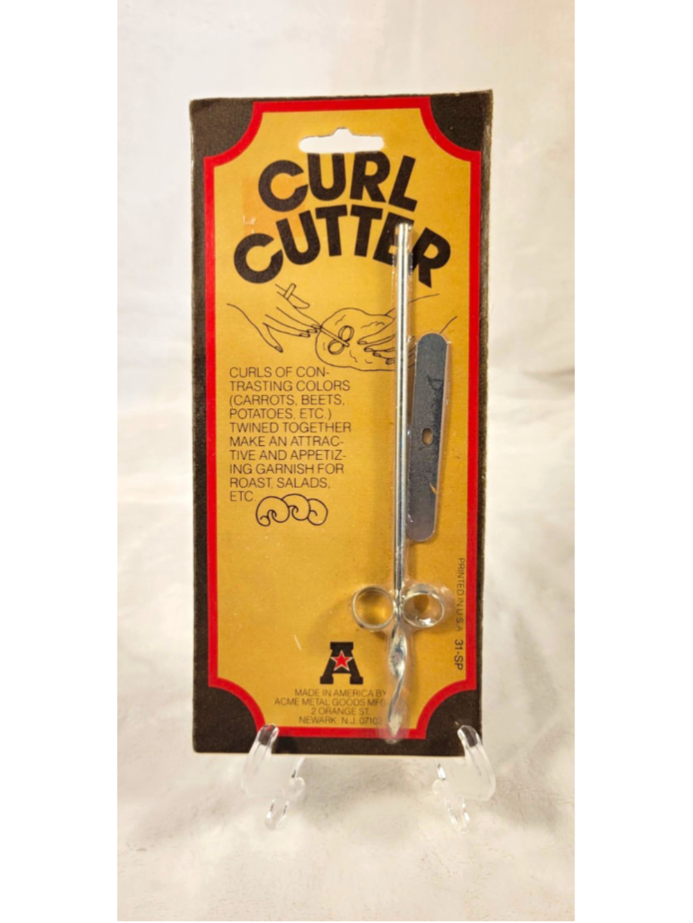 Acme 31-SP Curl Cutter Handheld Metal Vegetable Garnish Tool, Silver USA Vintage